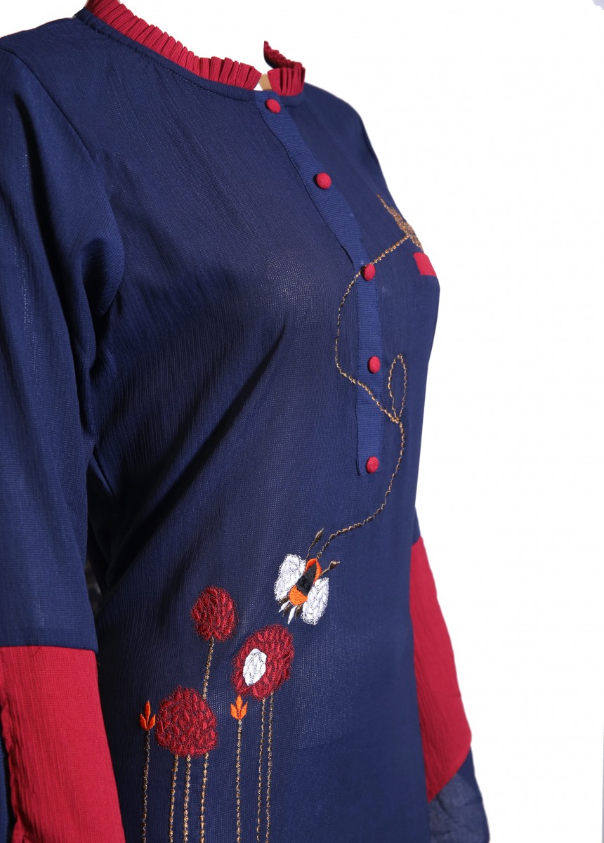 Maroon With Emb. Work